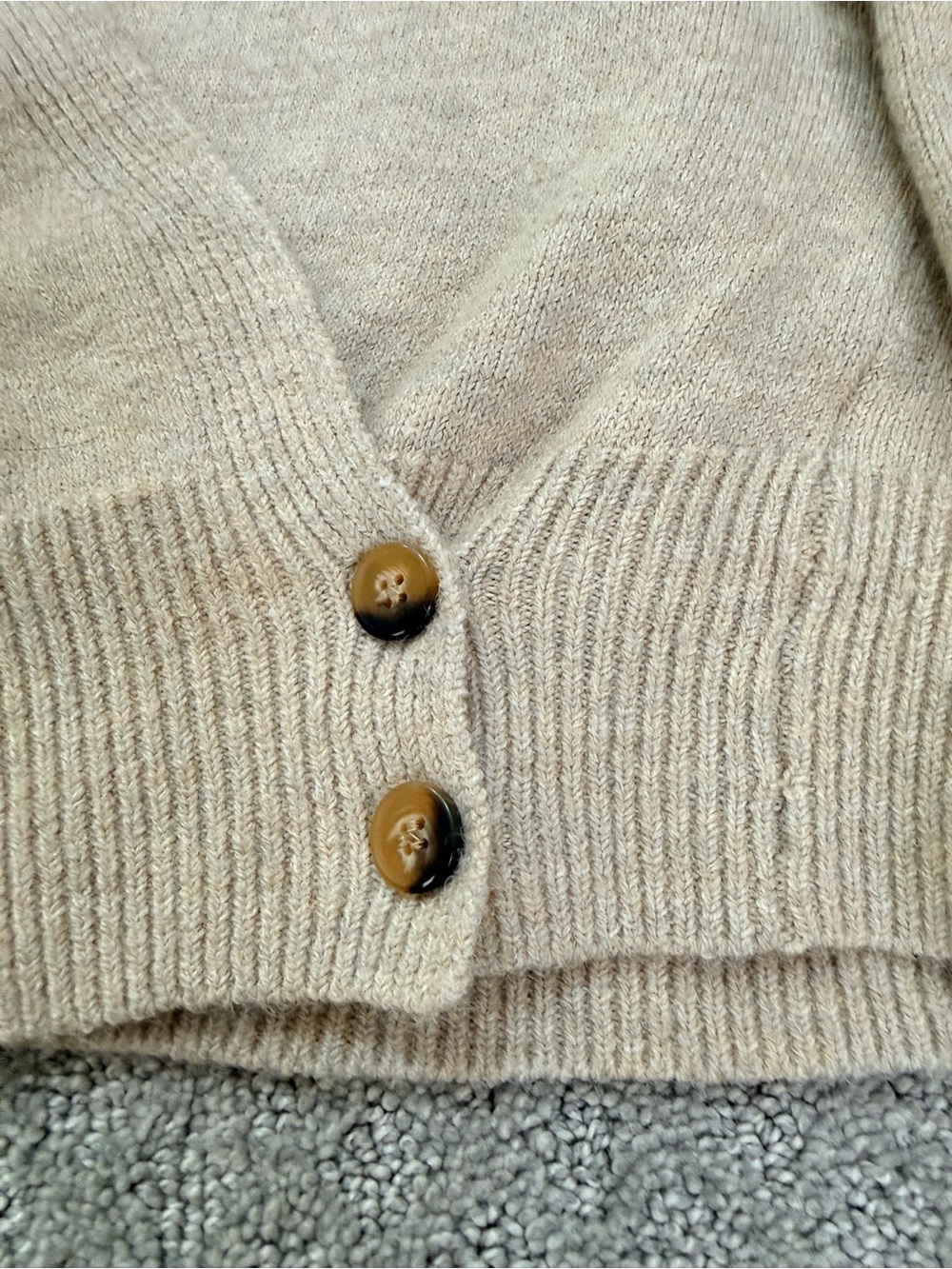 Beige V-Neck Wrap Women's Sweater Cardigan - Picture 3 of 7